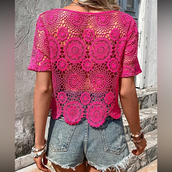 Boho scallop trim lace blouse - Picture 2 of 16